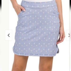 PETER MILLAR Navy Blue Print Petal Hem Knit GOLF SKORT Small Active Pickleball